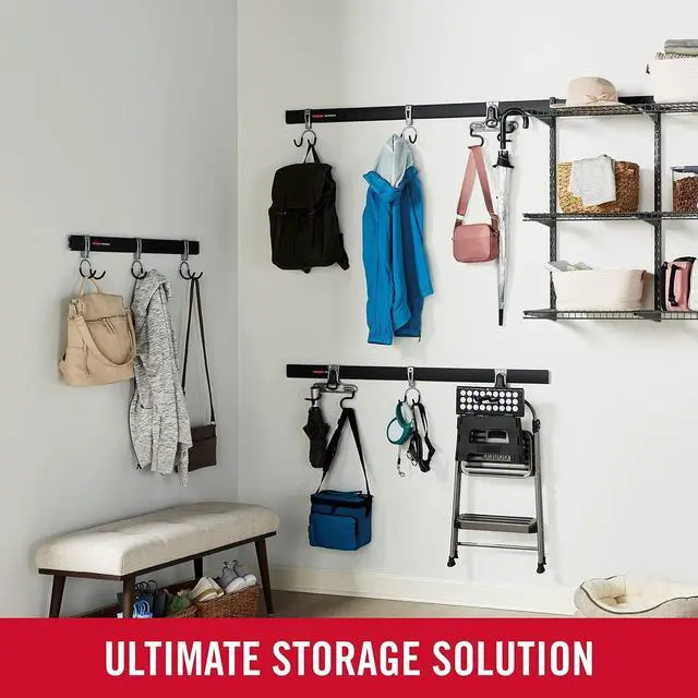Alt view image 7 of 7 - Rubbermaid FastTrack Garage Storage Utility Hooks 5 Piece Black All in One Rail Hook Kit and Tool Organizer Heavy Duty for Home/Garage/Shed/Garden