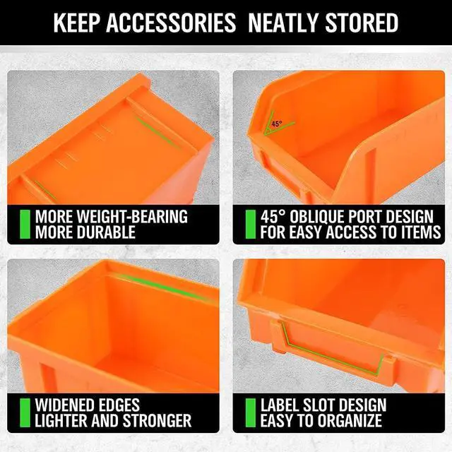 Alt view image 3 of 7 - 30-Bin Wall-Mounted Storage Bins, Heavy-Duty Garage Tool Organizer for Screws, Nuts, Bolts, Nails, Small Hardware Parts - Easy Installation and Customizable