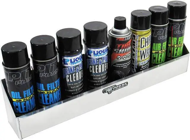 Alt view image 4 of 7 - Pit Posse 567 Aerosol Shelf 8 Mount Spray Can Holder Trailer Garage Cabinet Organizer - Made in USA - Holds 8 Aerosol Cans - Shop Enclosed Race Trailer Accessory Aluminum Multi Use Storage (Silver)