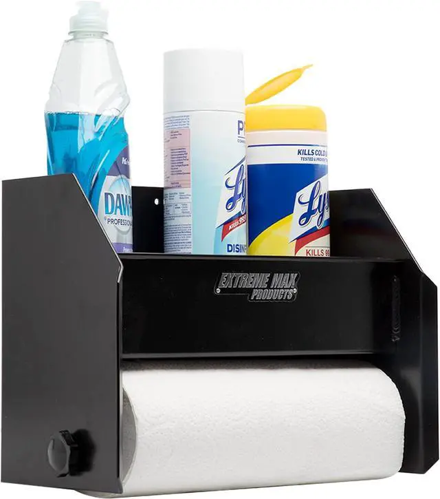 Alt view image 5 of 6 - Extreme Max 5001.6122 Wall-Mount Aluminum Hand Cleaning Station Organizer for Enclosed Race Trailer, Shop, Garage, Storage - Black