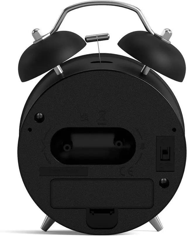 Alt view image 5 of 5 - NEWGATE® Charlie Bell Echo Alarm Clock | Modern take on Classic Twin Bell Clock | Black | Easy to Read Numbers | Ideal for Bedside, Desk or Shelf | Modern Retro Bedroom & Office Accessory