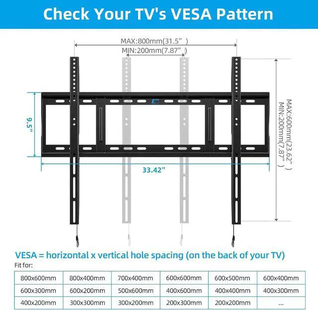 Alt view image 3 of 7 - HOME VISION Heavy Duty Fixed TV Wall Mount for 48-120 Inch Flat Screen