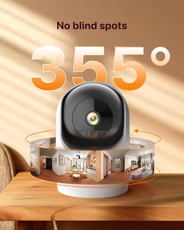 Alt view image 2 of 7 - Tenda 2K Indoor Security Camera for Baby Monitor, WiFi 6 Pet/Dog Camera for Home Security, 360° Pan/Tilt, 2-Way Audio, Motion Detection, Night Vision, 24/7 Cloud & SD Card Storage(CP3-V3.0)