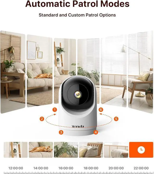 Alt view image 3 of 7 - Tenda 2K Indoor Security Camera for Baby Monitor, WiFi 6 Pet/Dog Camera for Home Security, 360° Pan/Tilt, 2-Way Audio, Motion Detection, Night Vision, 24/7 Cloud & SD Card Storage(CP3-V3.0)