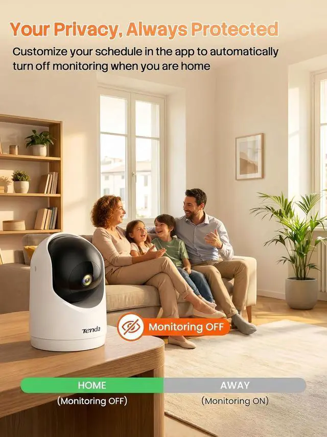 Alt view image 7 of 7 - Tenda 2K Indoor Security Camera for Baby Monitor, WiFi 6 Pet/Dog Camera for Home Security, 360° Pan/Tilt, 2-Way Audio, Motion Detection, Night Vision, 24/7 Cloud & SD Card Storage(CP3-V3.0)