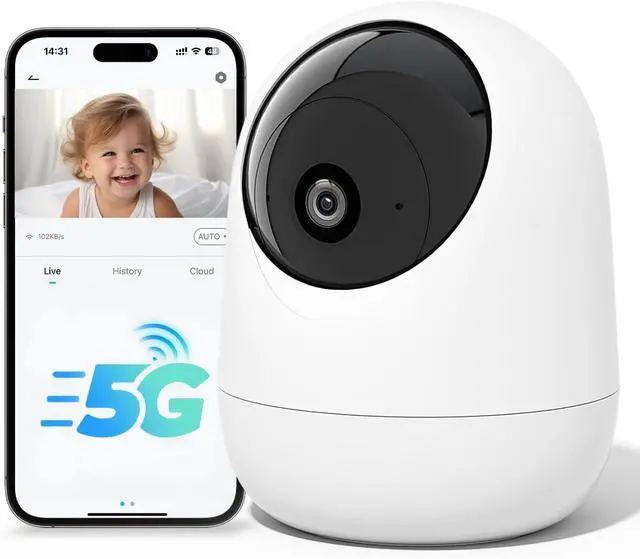 Main image of Rraycom 2.5K Indoor Security Camera, 5G/2.4G WiFi, Pet & Baby Monitor
