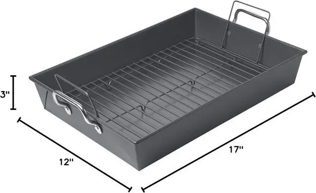 Alt view image 6 of 6 - Chicago Metallic Professional Non-Stick Roaster with Handles and Non-Stick Rack, 17-Inch-by-12-Inch