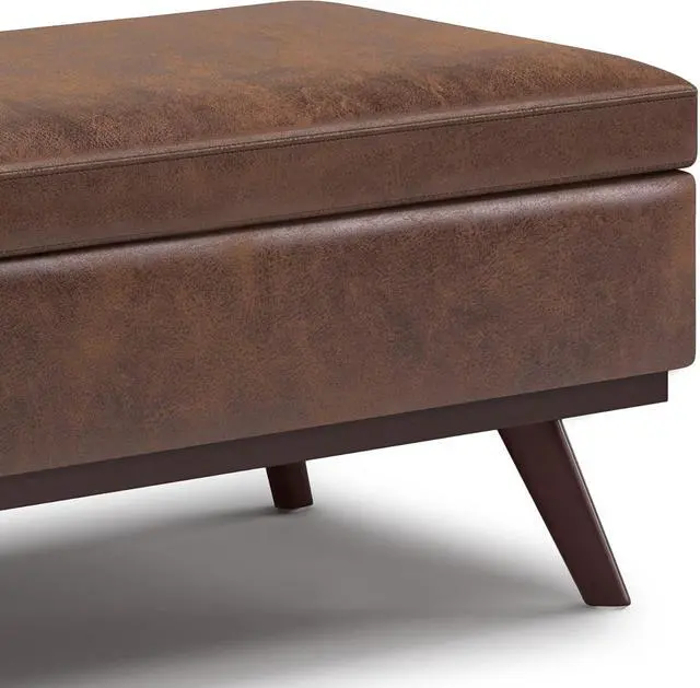 Alt view image 7 of 7 - SIMPLIHOME Owen 42" Wide Vegan Leather Lift Top Ottoman in Chestnut Brown