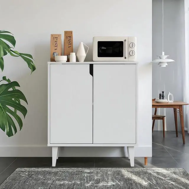 Alt view image 2 of 7 - Panana White Coffee Bar Cabinet, Farmhouse Kitchen Sideboard Buffet Storage Cabinet White Accent Sideboard Buffet Cabinet for Kitchen, Dining Room, Living Room, Hallway