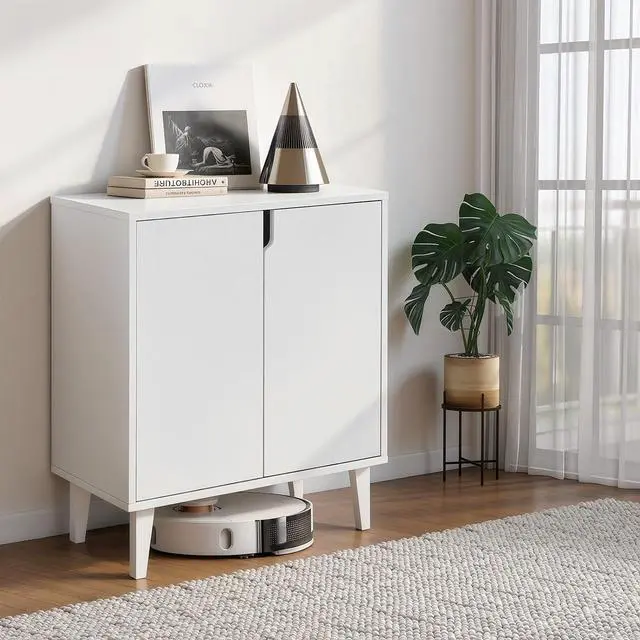 Alt view image 5 of 7 - Panana White Coffee Bar Cabinet, Farmhouse Kitchen Sideboard Buffet Storage Cabinet White Accent Sideboard Buffet Cabinet for Kitchen, Dining Room, Living Room, Hallway