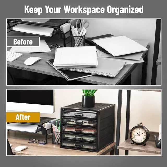 Alt view image 6 of 7 - Mind Reader File Storage Drawers, Desk Organizer, Multi-Purpose, Crafts, Office, Metal, Black