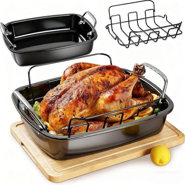 Main image of 25 lb Nonstick Turkey Roasting Pan with w/Rack, 17.3 in, Box Included