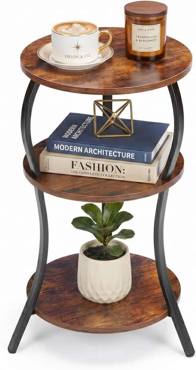 Main image of YEAKOO Vintage Small Round Side Table,3-Tier End Table for Small Spaces
