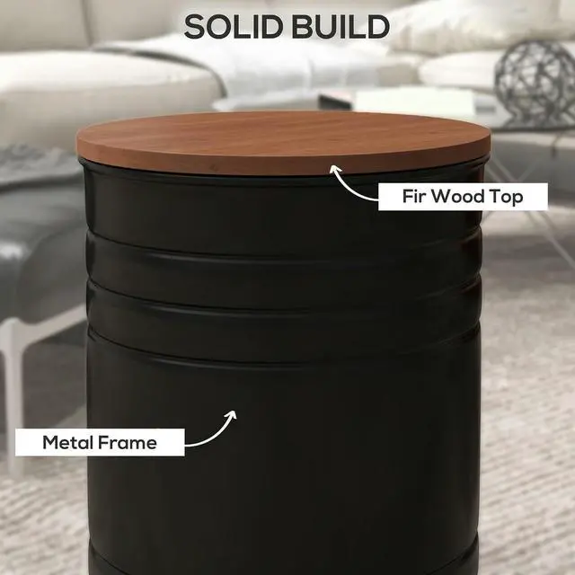 Alt view image 6 of 7 - HOMCOM Nesting End Table Set of 2 with Round Storage Ottoman Stool Black