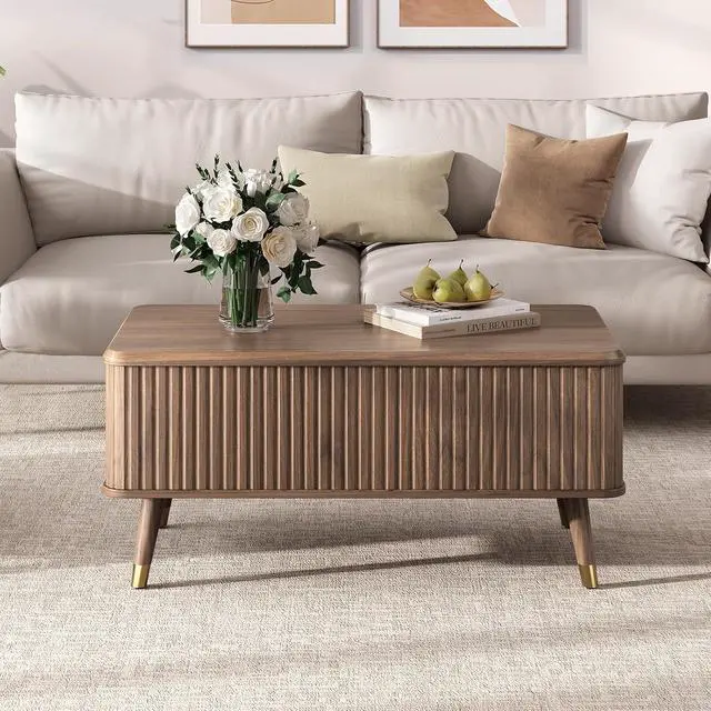 Alt view image 3 of 7 - JOINICE Walnut Lift Top Coffee Table with Storage for Living Room,38"