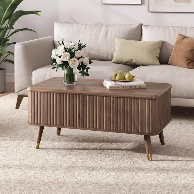 Alt view image 6 of 7 - JOINICE Walnut Lift Top Coffee Table with Storage for Living Room,38"