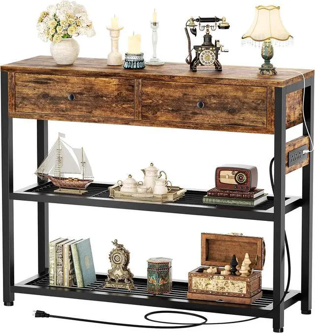 Main image of Ecoprsio 32" Small Entryway Table with Outlets, Console Table with Drawers