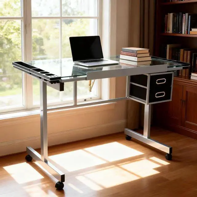 Alt view image 5 of 7 - ZENY Glass Drafting Table for Artists
