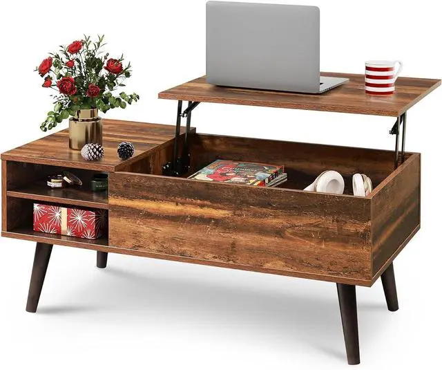 Main image of WLIVE Lift Top Coffee Table with Hidden Storage, Adjustable Shelf, Brown