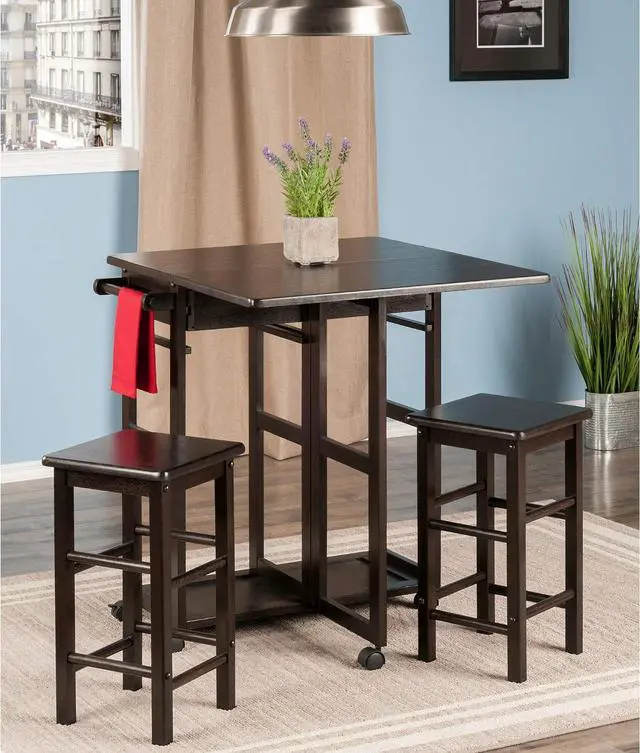 Alt view image 2 of 7 - Winsome Suzanne Kitchen Table Set with Stools, Coffee, 33"