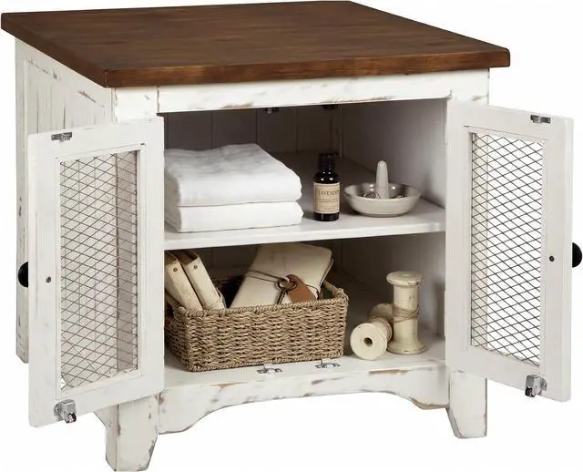 Main image of Signature Design by Ashley Wystfield End Table with Storage, White/Brown