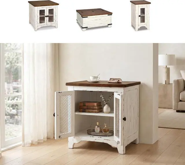 Alt view image 2 of 7 - Signature Design by Ashley Wystfield End Table with Storage, White/Brown