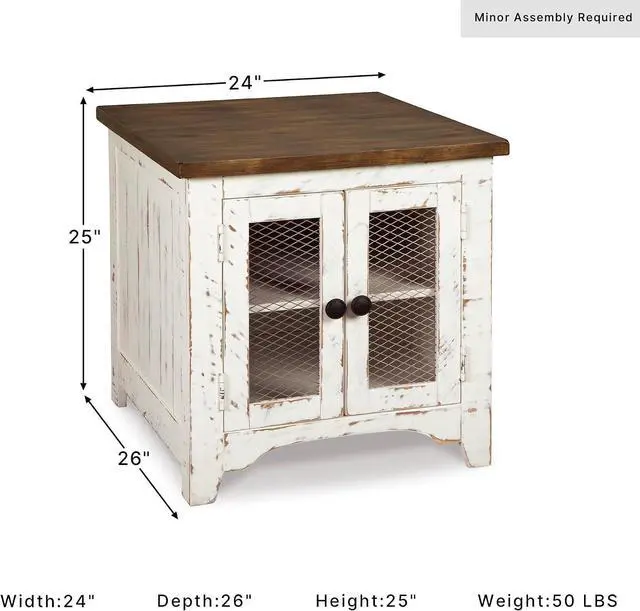 Alt view image 3 of 7 - Signature Design by Ashley Wystfield End Table with Storage, White/Brown