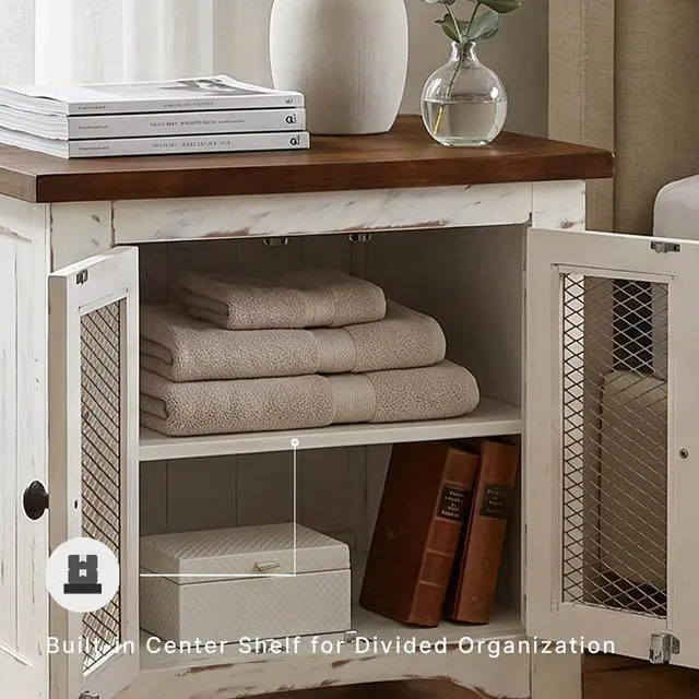 Alt view image 5 of 7 - Signature Design by Ashley Wystfield End Table with Storage, White/Brown