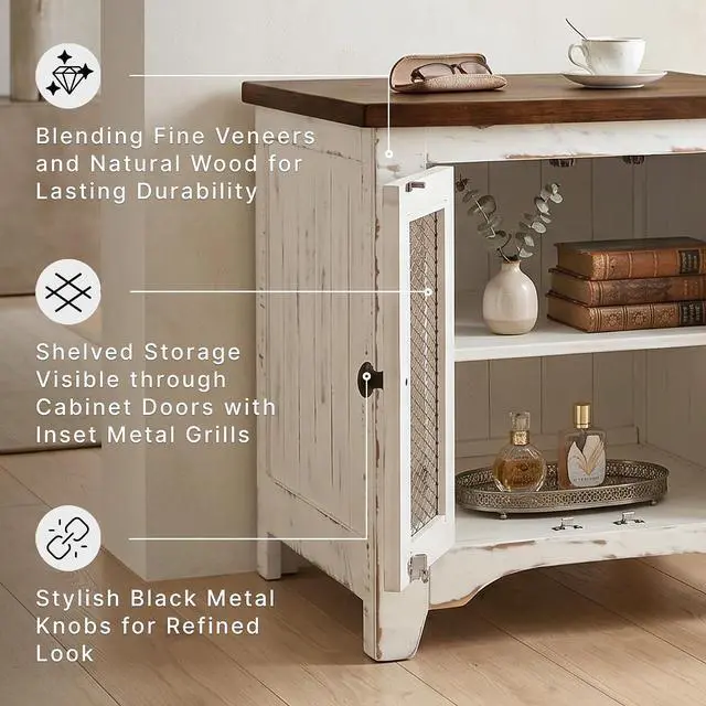 Alt view image 7 of 7 - Signature Design by Ashley Wystfield End Table with Storage, White/Brown