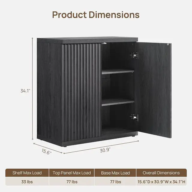 Alt view image 3 of 7 - SICOTAS Buffet Cabinet with Storage Sideboard Cabinet with Doors & Shelves