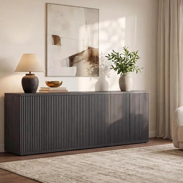 Alt view image 6 of 7 - SICOTAS Buffet Cabinet with Storage Sideboard Cabinet with Doors & Shelves
