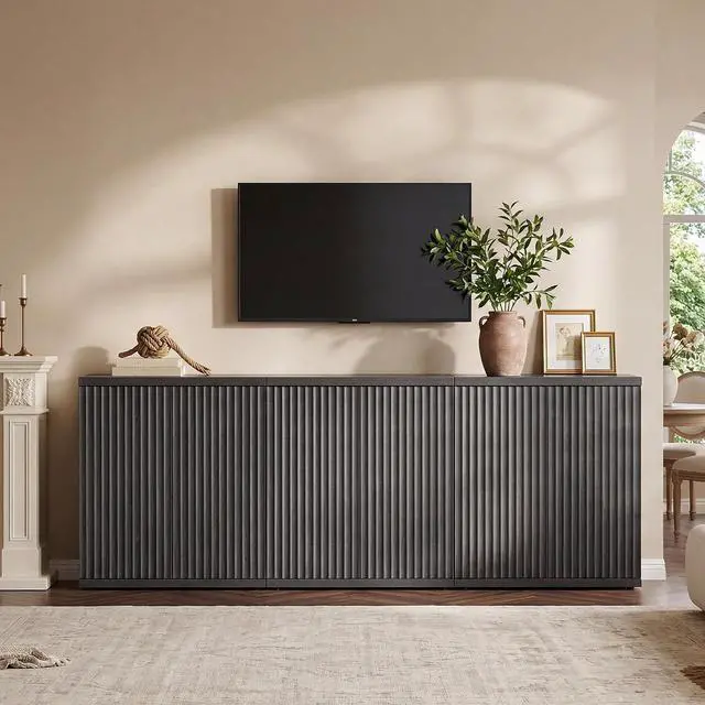 Alt view image 7 of 7 - SICOTAS Buffet Cabinet with Storage Sideboard Cabinet with Doors & Shelves