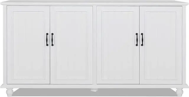 Alt view image 7 of 7 - Sideboard Buffet Cabinet with 4 Doors, Vintage Coffee Bar Station, White