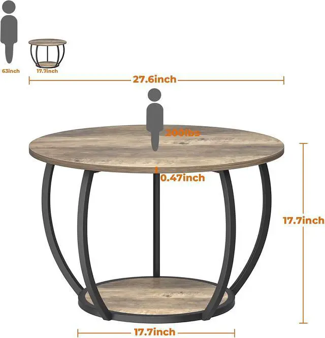 Alt view image 2 of 7 - GreenForest Small Round Coffee Table Living Room