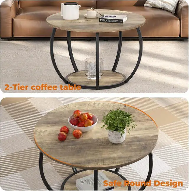 Alt view image 5 of 7 - GreenForest Small Round Coffee Table Living Room