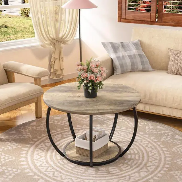 Alt view image 6 of 7 - GreenForest Small Round Coffee Table Living Room