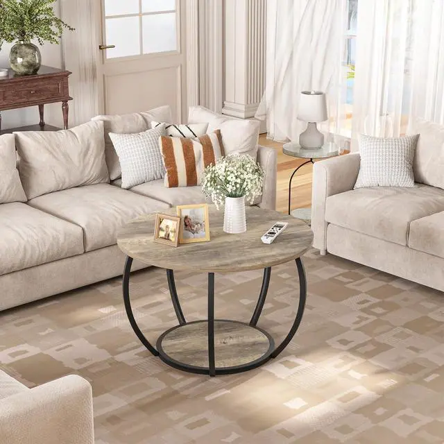 Alt view image 7 of 7 - GreenForest Small Round Coffee Table Living Room
