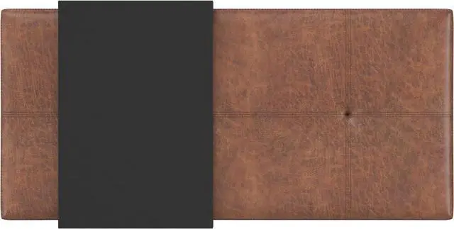Alt view image 6 of 7 - SIMPLIHOME Oregon 42" Wide Vegan Leather Storage Ottoman in Saddle Brown