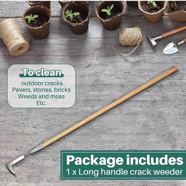 Alt view image 3 of 6 - Lothee Garden Long Handle Crack Weeder 54 Inch Stainless Steel Crevice Weeding Tool L Shaped Weed Puller Tool Weed Remover Tool Long Handled Manual Weeders for Lawn Yard Patio Gardening Grass Cutter