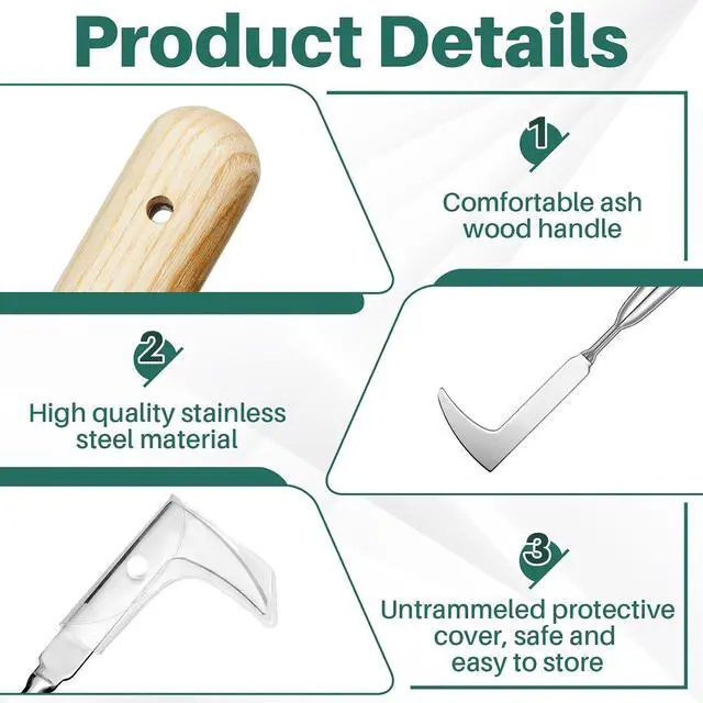 Alt view image 4 of 6 - Lothee Garden Long Handle Crack Weeder 54 Inch Stainless Steel Crevice Weeding Tool L Shaped Weed Puller Tool Weed Remover Tool Long Handled Manual Weeders for Lawn Yard Patio Gardening Grass Cutter