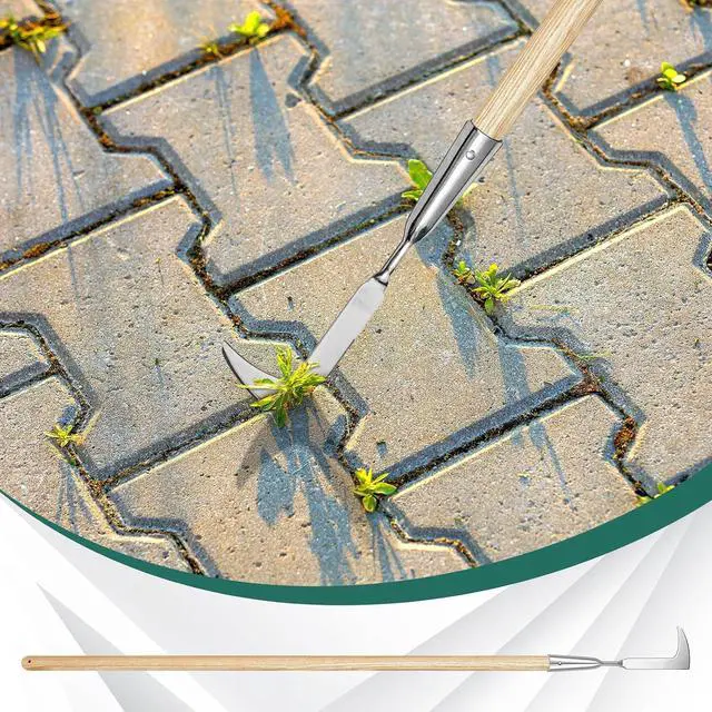 Alt view image 5 of 6 - Lothee Garden Long Handle Crack Weeder 54 Inch Stainless Steel Crevice Weeding Tool L Shaped Weed Puller Tool Weed Remover Tool Long Handled Manual Weeders for Lawn Yard Patio Gardening Grass Cutter