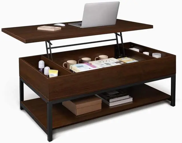 Main image of CAPHAUS Lift Top Coffee Table with Storage, Rising Top for Living Room, 47" Espresso