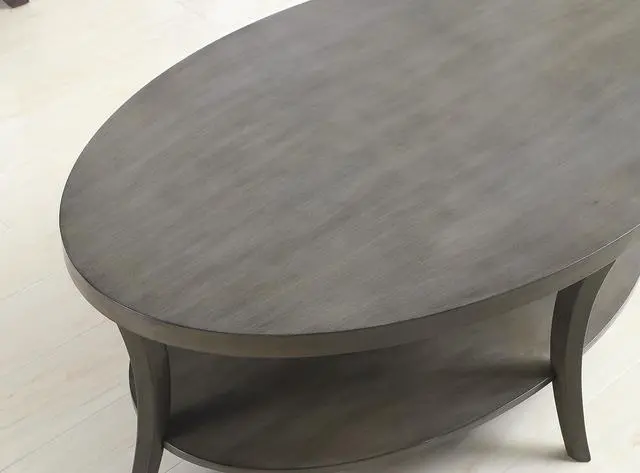 Alt view image 4 of 4 - Roundhill Furniture Perth Contemporary Oval Shelf Coffee Table, Gray