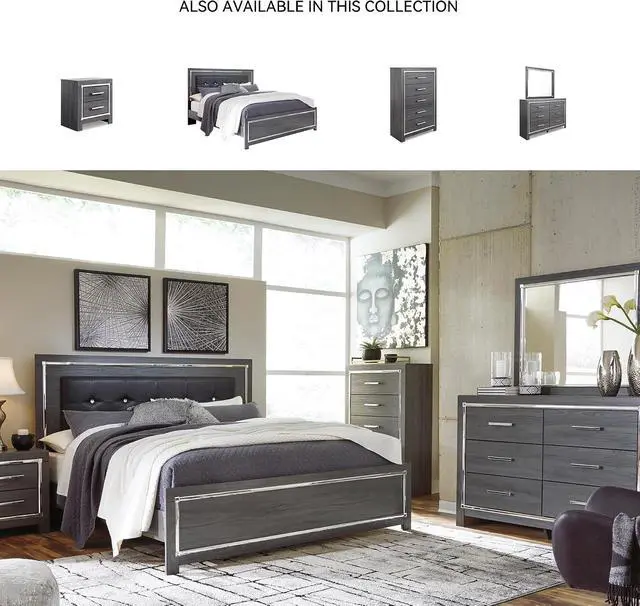 Alt view image 6 of 7 - Signature Design by Ashley 2 Drawer Nightstand with Charging Station, Gray