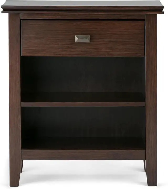 Alt view image 5 of 7 - SIMPLIHOME Artisan 24" Wide Solid Wood Bedside Table in Russet Brown