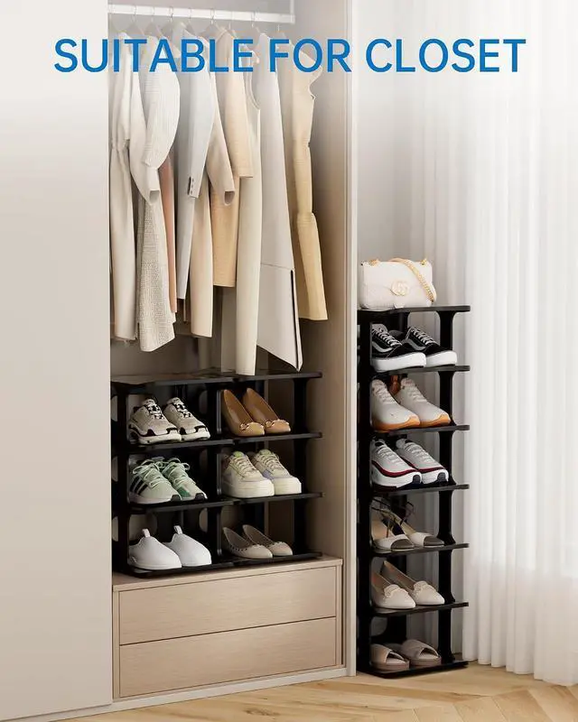Alt view image 4 of 7 - HAIXIN 7-Tier Narrow Vertical Shoe Rack, Skinny Shoe Tower for Closet