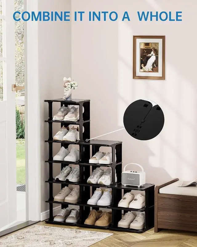 Alt view image 7 of 7 - HAIXIN 7-Tier Narrow Vertical Shoe Rack, Skinny Shoe Tower for Closet