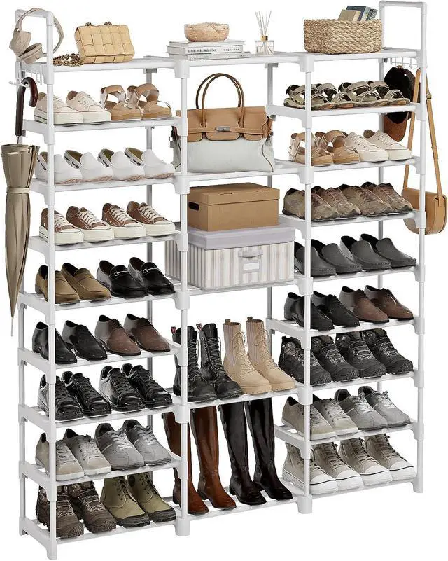 Main image of WOWLIVE 9 Tier 3-Column Shoe Rack, 50-55 Pairs Stackable White