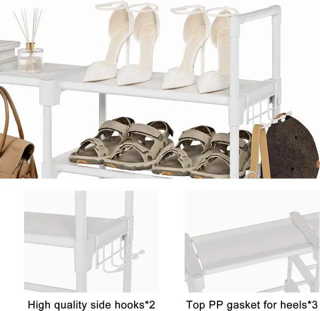 Alt view image 6 of 7 - WOWLIVE 9 Tier 3-Column Shoe Rack, 50-55 Pairs Stackable White