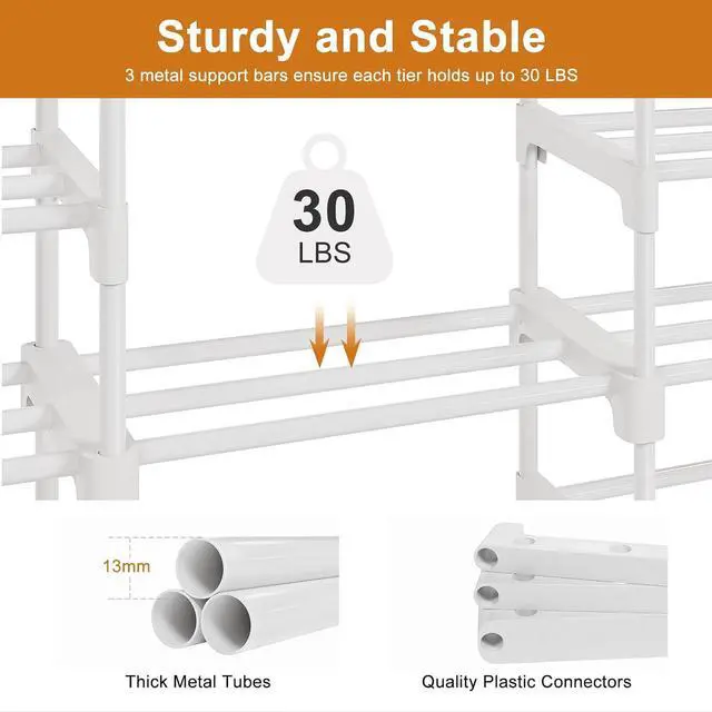 Alt view image 7 of 7 - WOWLIVE 9 Tier 3-Column Shoe Rack, 50-55 Pairs Stackable White